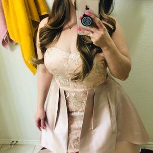 Rosegold and blush high low gown